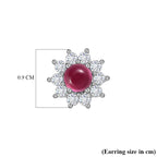 Afrikanischer Rubin (Fissure gefüllt), Weißer Zirkon Ohrringe 925 Silber ca. 1.51 ct