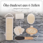 6-tlg Öko-Badeset: Sisalschwamm, Holzfußfeile, Luffaschwamm, Netzschwamm 29x27x5.5cm