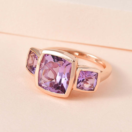 Rose De France Amethyst Ring, 925 Silber rosévergoldet ca. 6.54 ct