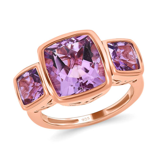 Rose De France Amethyst Ring, 925 Silber rosévergoldet ca. 6.54 ct