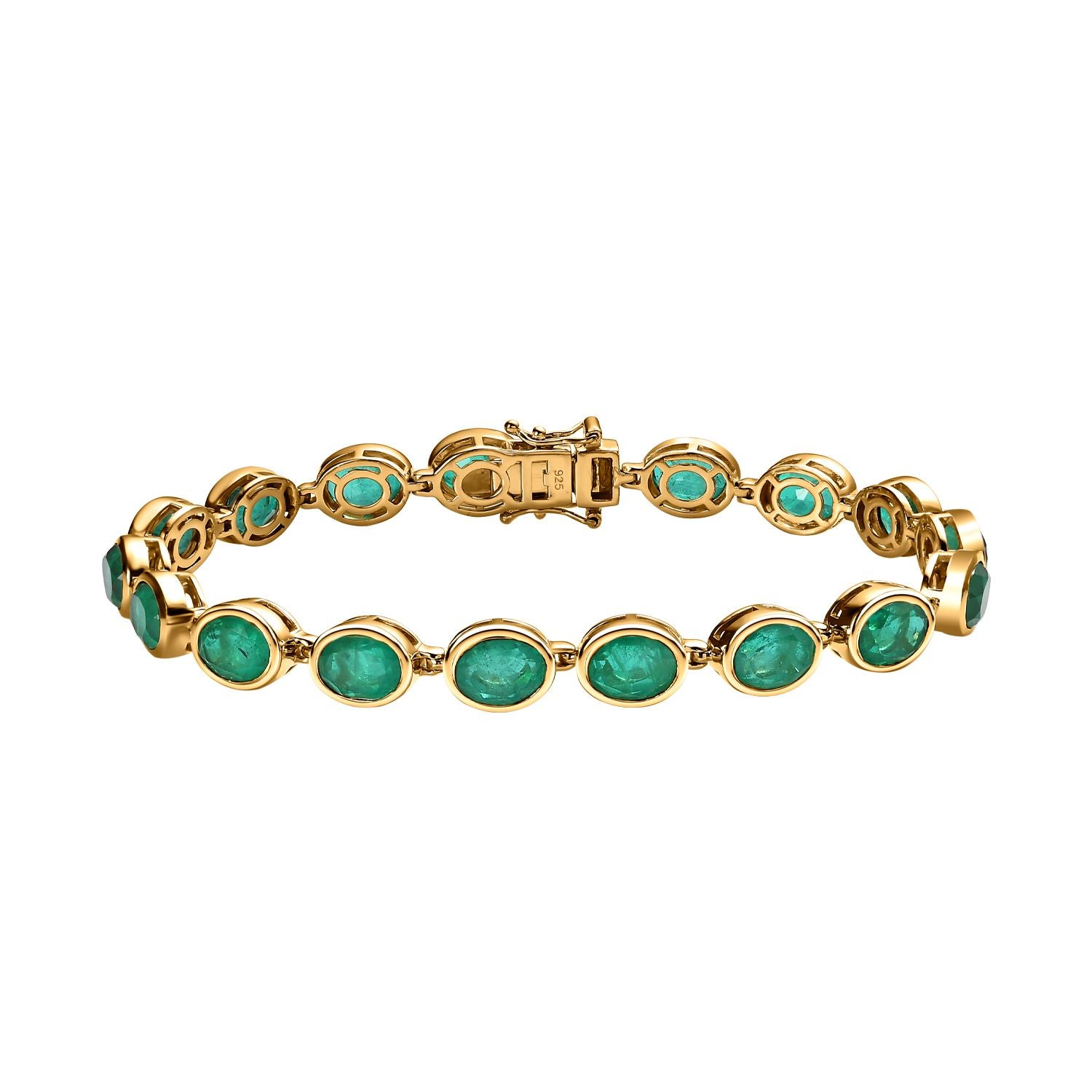 Smaragd-Triplette-Quarz Armband ca. 20 cm 925 Silber vergoldet ca. 26.42 ct