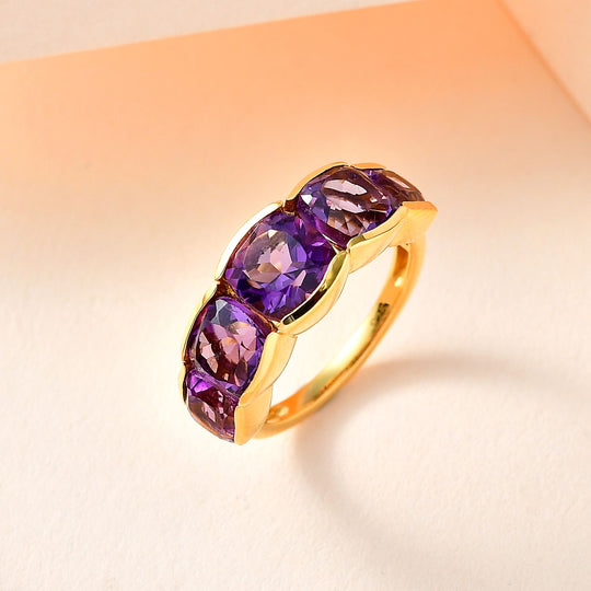 Afrikanischer Amethyst Ring, 925 Silber vergoldet, , ca. 4.38 ct