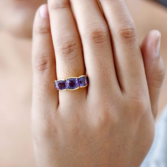 Afrikanischer Amethyst Ring, 925 Silber vergoldet, , ca. 4.38 ct