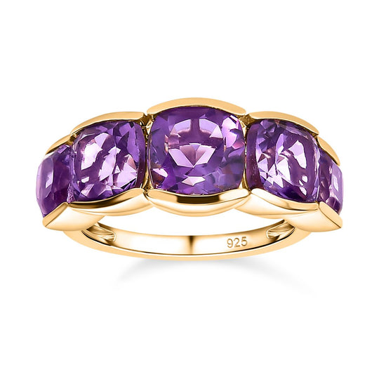 Afrikanischer Amethyst Ring, 925 Silber vergoldet, , ca. 4.38 ct