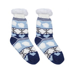 2er-Set - 2 Paar rutschfeste Haus Socken mit warmem Sherpa Futter, Einheitsgröße Weihnachtsmotiv