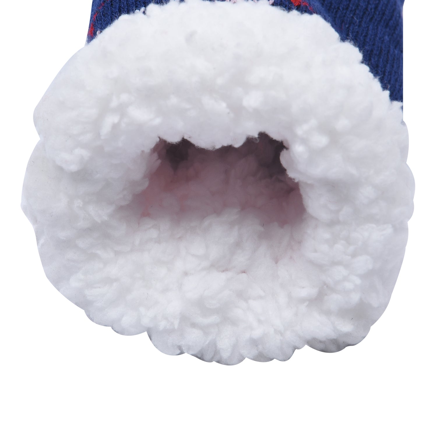 2er-Set - 2 Paar rutschfeste Haus Socken mit warmem Sherpa Futter, Einheitsgröße Weihnachtsmotiv, Schwarz und Blau