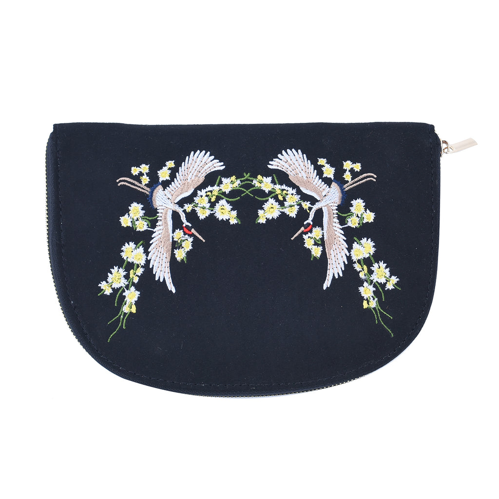 Schmuck Organizer mit besticktem Muster, Schwarz