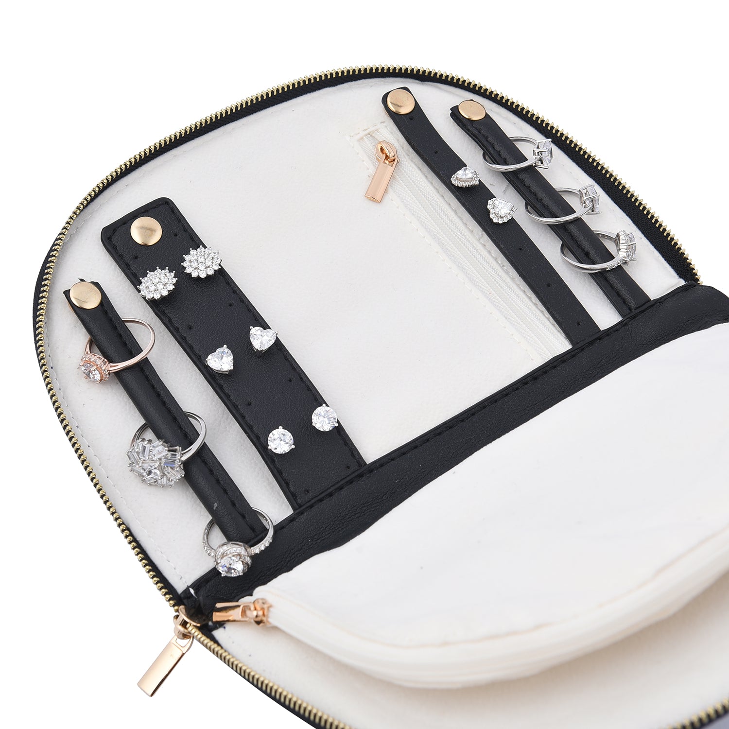 Schmuck Organizer mit besticktem Muster, Schwarz