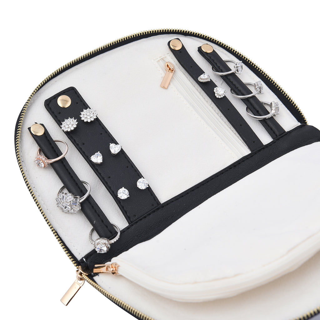 Schmuck Organizer mit besticktem Muster, Schwarz