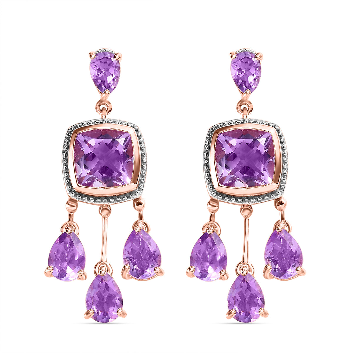 AA Rose De France Amethyst Ohrringe, 925 Silber rosévergoldet ca. 9.19 ct