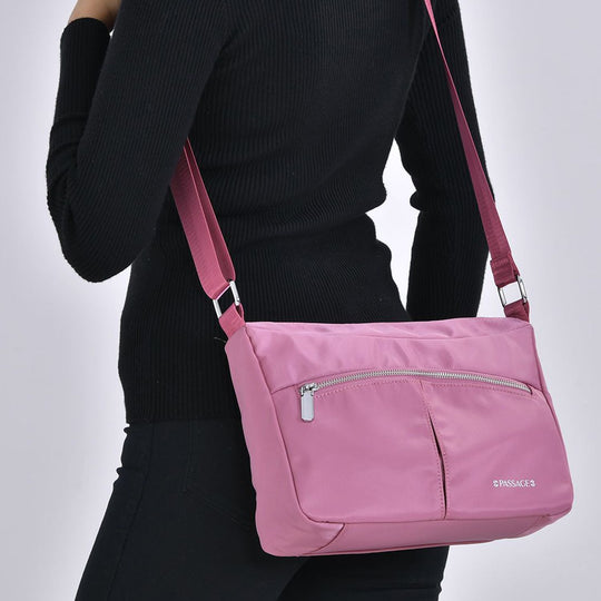 Wasserdichte Crossbody-Tasche aus Hochwertiges Nylon mit RFID schutz, 120 cm Schulterriemen, 29x20x10 cm, Elfenbein
