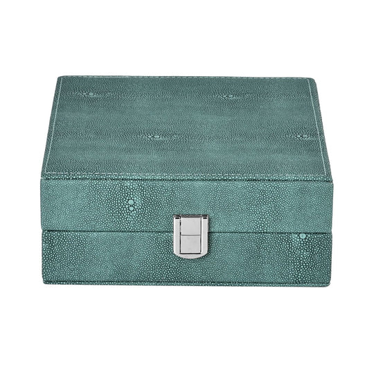 Exklusive Zweiseitige Ringbox mit Schloss, Stilvoller Organizer für 98 Ringe, 22x19x7cm, rot