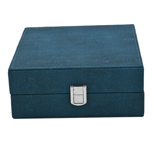 Exklusive Zweiseitige Ringbox mit Schloss, Stilvoller Organizer für 98 Ringe, 22x19x7cm, rot