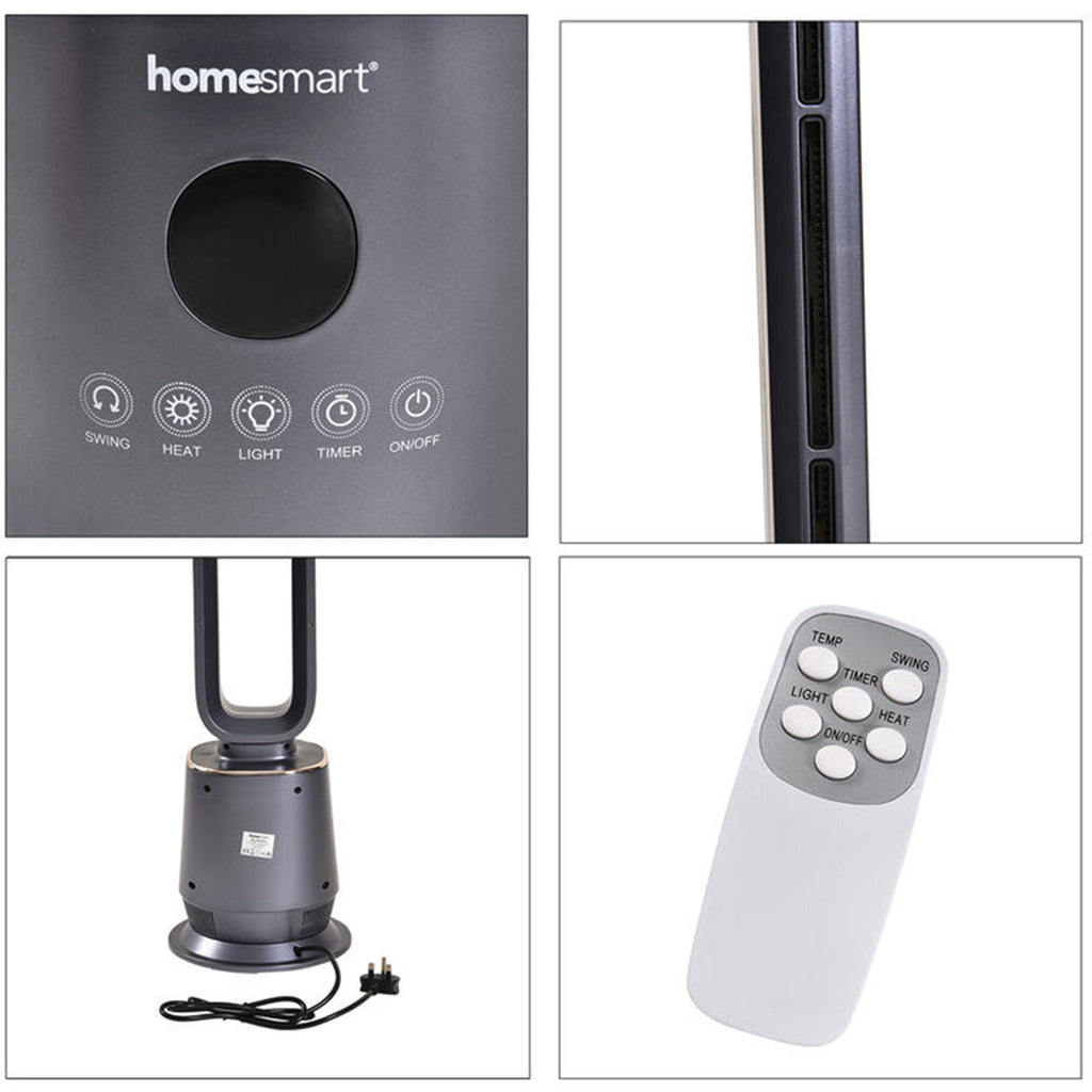 Homesmart - Multifunktionaler Ventilator mit LED-Licht und Wärmefunktion, 1000/2000W