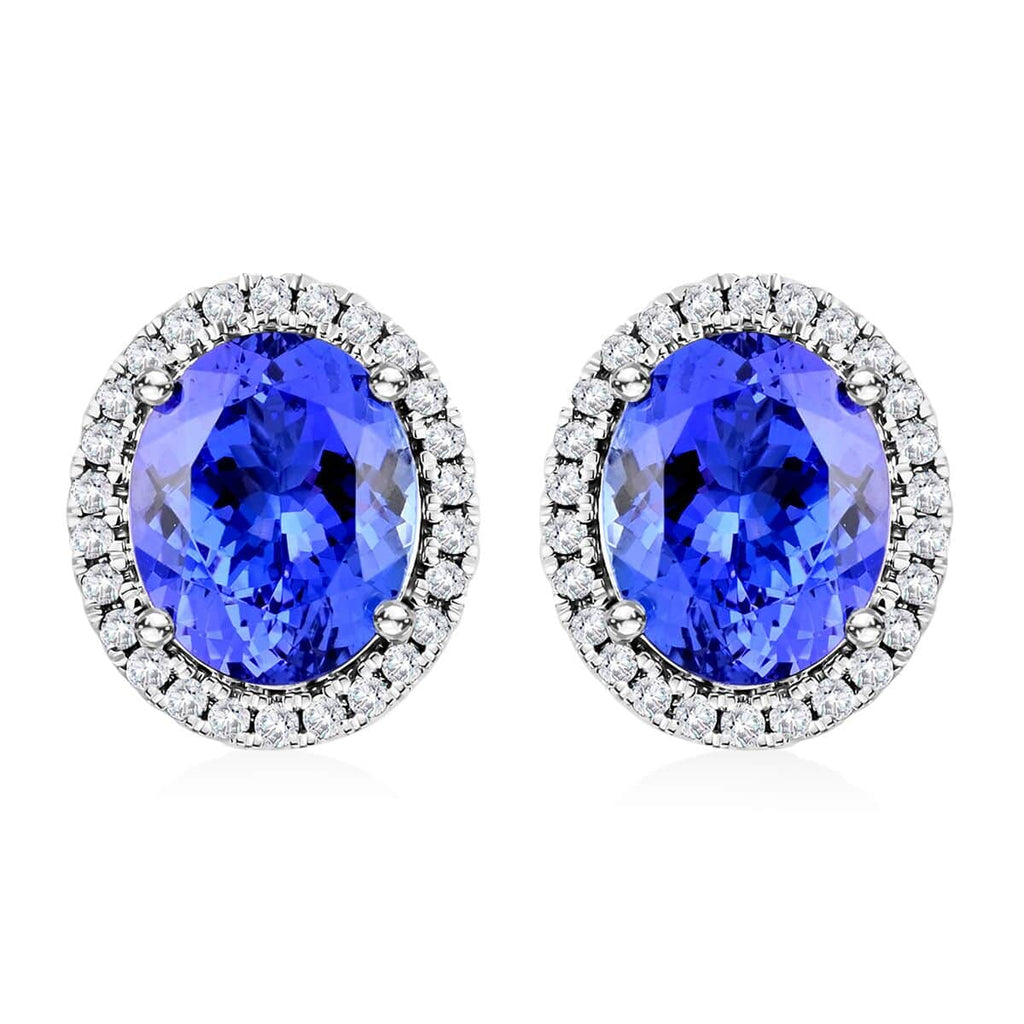 LUXORO AAA Tansanit, Weißer Diamant AGI zertifiziert Ohrringe 585 Gold ca. 3.75 ct