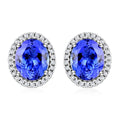 LUXORO AAA Tansanit, Weißer Diamant AGI zertifiziert Ohrringe 585 Gold ca. 3.75 ct