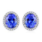 LUXORO AAA Tansanit, Weißer Diamant AGI zertifiziert Ohrringe 585 Gold ca. 3.75 ct