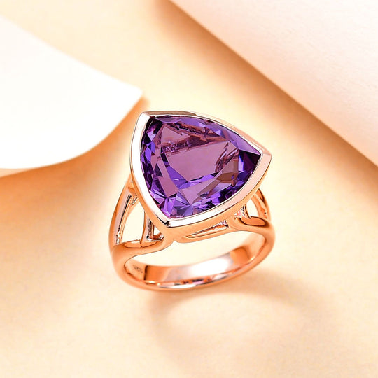 AAA Rose De France Amethyst Ring, 925 Silber rosévergoldet ca. 10.48 ct