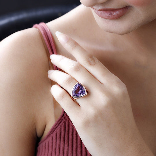AAA Rose De France Amethyst Ring, 925 Silber rosévergoldet ca. 10.48 ct