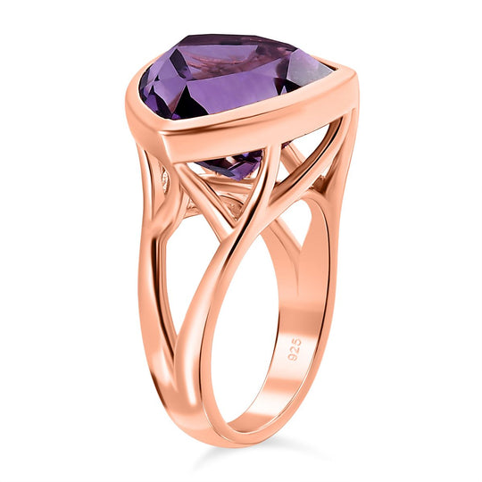 AAA Rose De France Amethyst Ring, 925 Silber rosévergoldet ca. 10.48 ct
