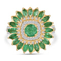 Kagem Sambischer Smaragd Ring, 925 Silber Gelbgold Vermeil, (Größe 16.00) ca. 2.45 ct