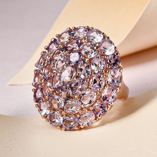 Rose De France Amethyst Ring, Edelstahl rosévergoldet, ca. 9.96 ct