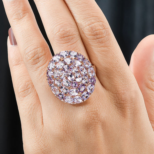 Rose De France Amethyst Ring, Edelstahl rosévergoldet, ca. 9.96 ct