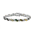 Mehrfarbig-Turmalin, Weißer Zirkon Armband ca. 19 cm 925 Silber Platiniert ca. 12,03 ct.