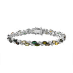 Mehrfarbig-Turmalin, Weißer Zirkon Armband ca. 19 cm 925 Silber Platiniert ca. 12,03 ct.