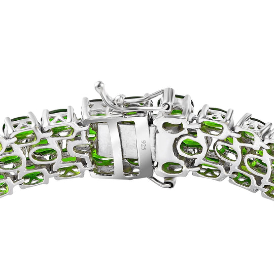 Natürlicher Chromdiopsid Armband ca. 20 cm 925 Silber platiniert ca. 29.04 ct