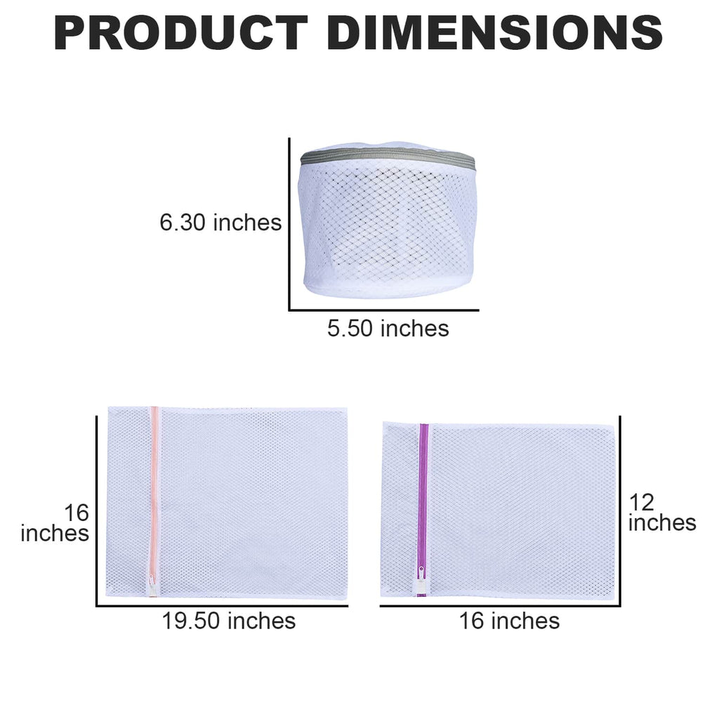 HOMESMART - 5er-Set, Meshgewebe-Wäschebeutel, Größe M - (2 Stk.) 12x16 cm, L -  (2 Stk.) 16x19,5 cm und XL  (1 Stk.) 19,5x27,55 cm