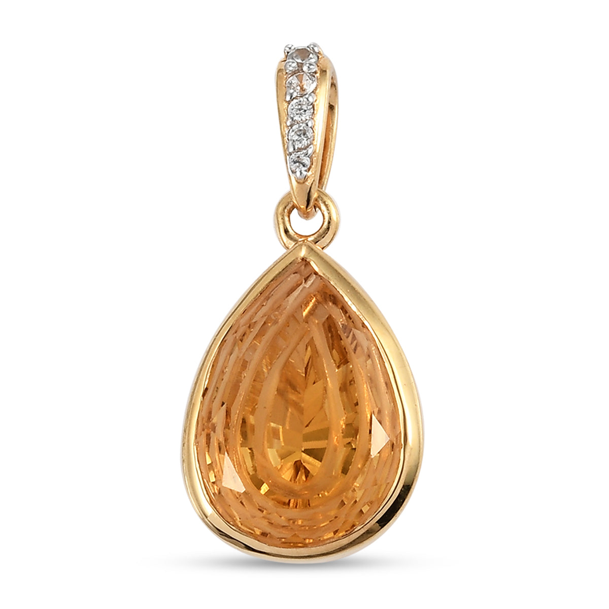 Citrin und weißer Zirkon-Anhänger, 925 Silber vergoldet ca. 4.70 ct