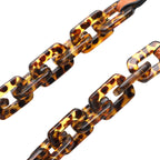Brillenkette mit 100% Lederband, Leopardenmuster, Rosa und Gold