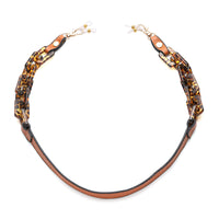 Brillenkette mit 100% Lederband, Leopardenmuster, Hellbraun und Gold