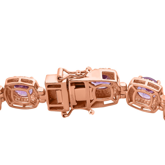 AAA Rose De France Amethyst Armband ca. 20 cm 925 Silber rosévergoldet ca. 18.32 ct