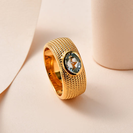Himmelblauer Topas Ring, vergoldet ca. 1.52 ct