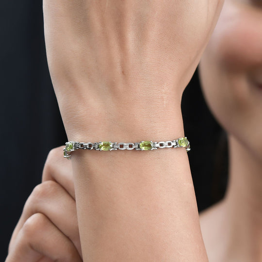 Peridot Armband ca. 18 cm Edelstahl ca. 3,10 ct.