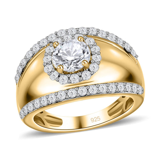 Moissanit Ring, 925 Silber vergoldet, ca. 1.19 ct
