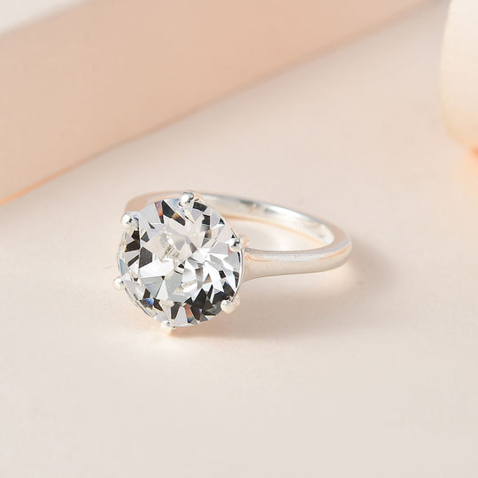 Weißer Kristall Ring, 925 Silber