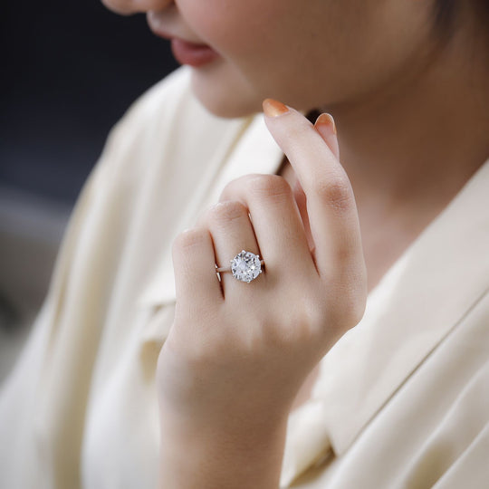 Weißer Kristall Ring, 925 Silber