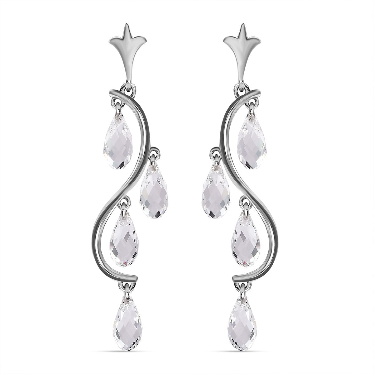 Weißer Kristall Ohrringe 925 Silber