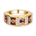 Roter und gelber Saphir-Ring, 925 Silber vergoldet (Größe 16.00) ca. 1,46 ct