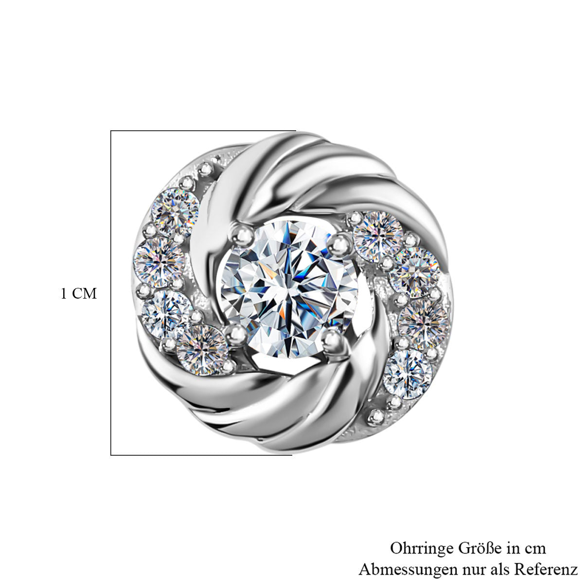 Moissanit Ohrstecker, 925 Silber platiniert ca. 0.63 ct