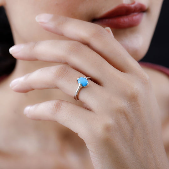 Amerikanischer natürlicher Sleeping Beauty Türkis Ring, 925 Silber platiniert, , ca. 1.08 ct