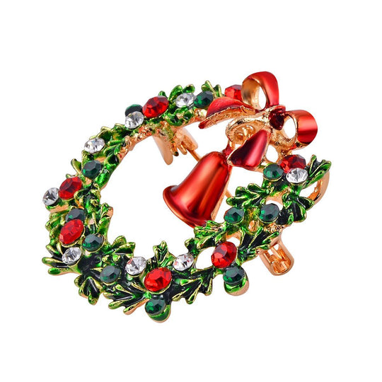 Weihnachts Kristall Brosche emailliert