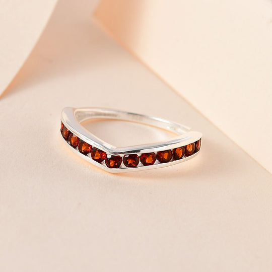 Roter Granat Ring, 925 Silber ca. 0.75 ct