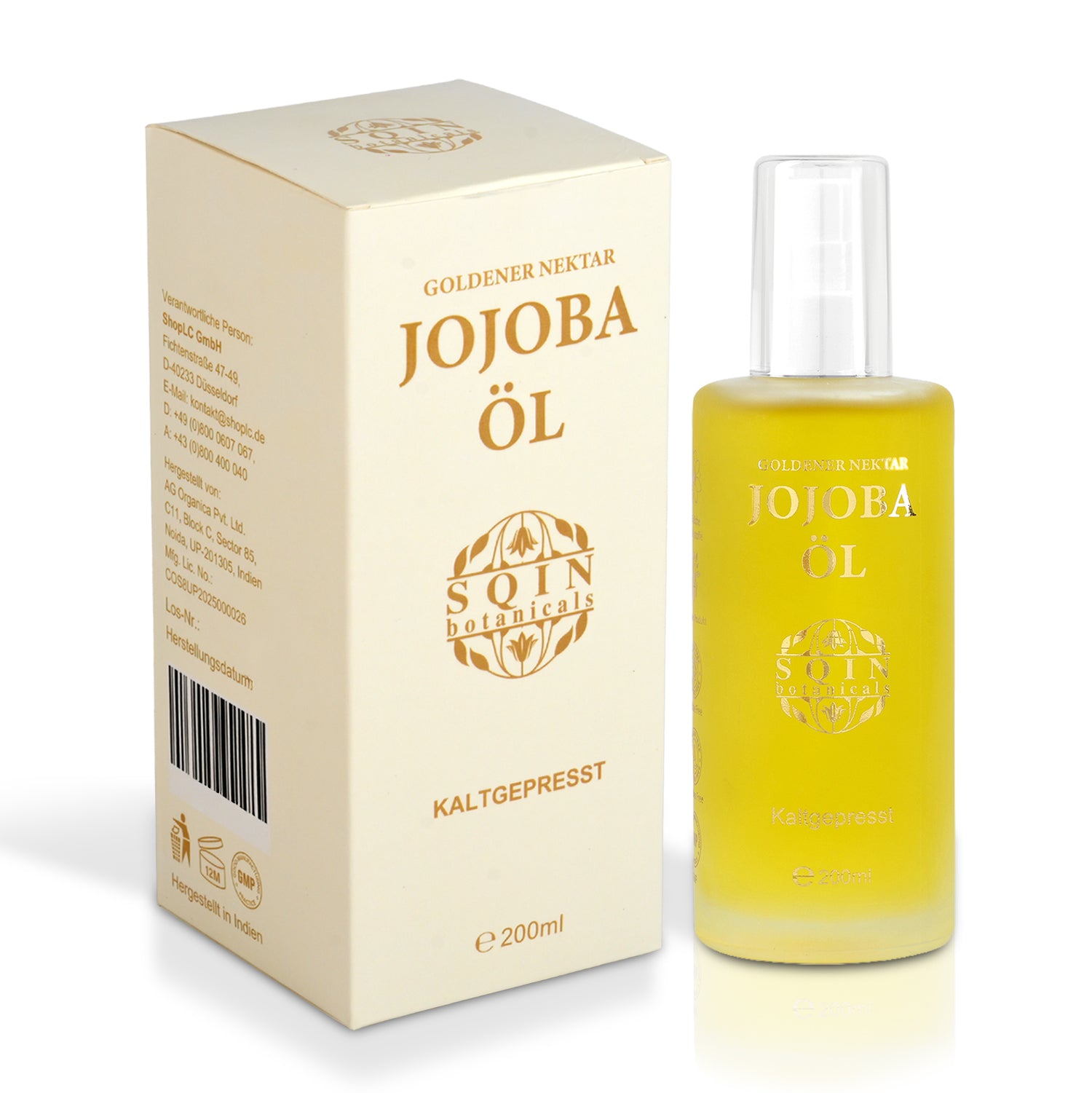 Sqin Botanicals Jojobaöl, kaltgepresst, naturrein, 200 ml