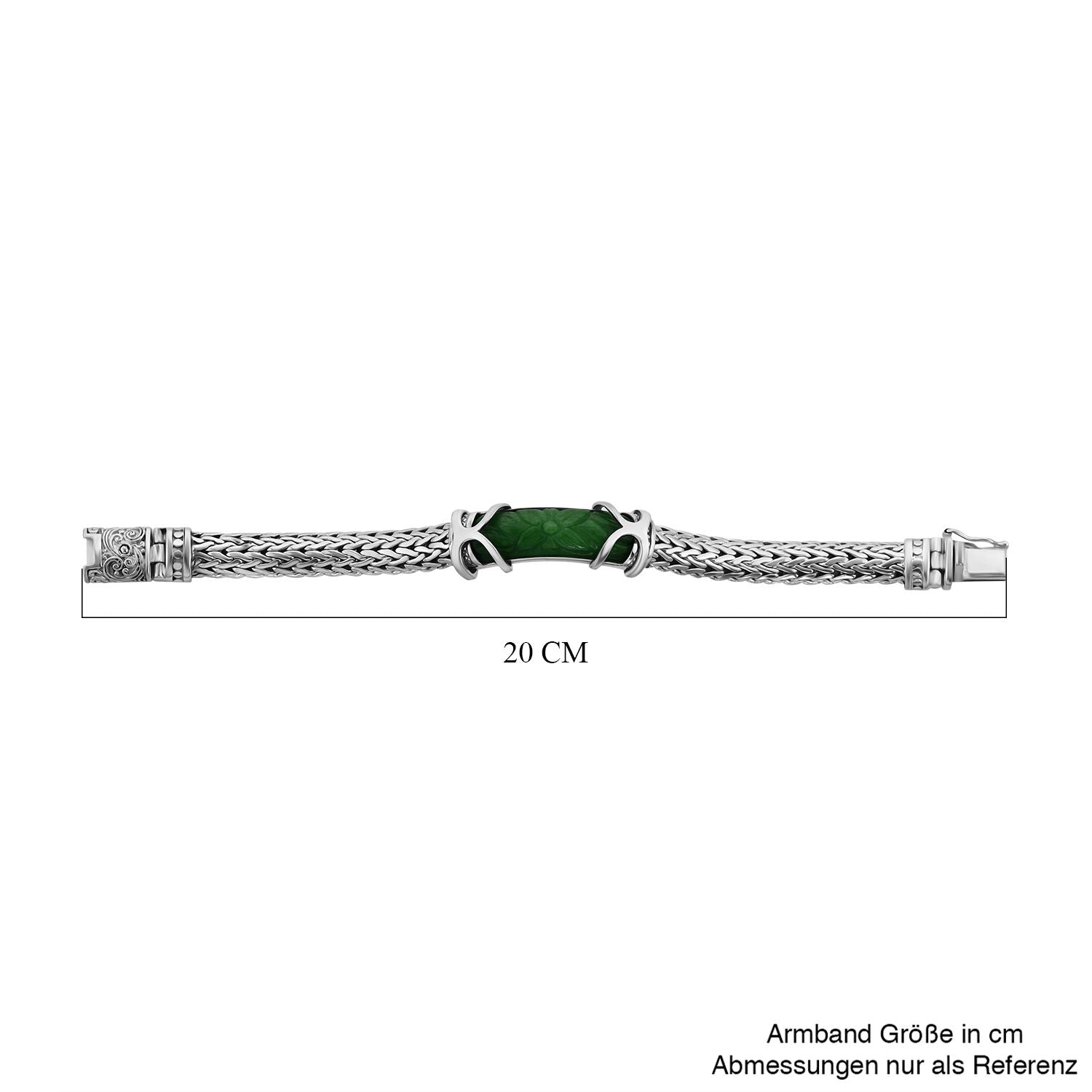 Royal Bali Kollektion - Grüne Jade Armband, ca. 19 cm 925 Silber ca. 23.70 ct