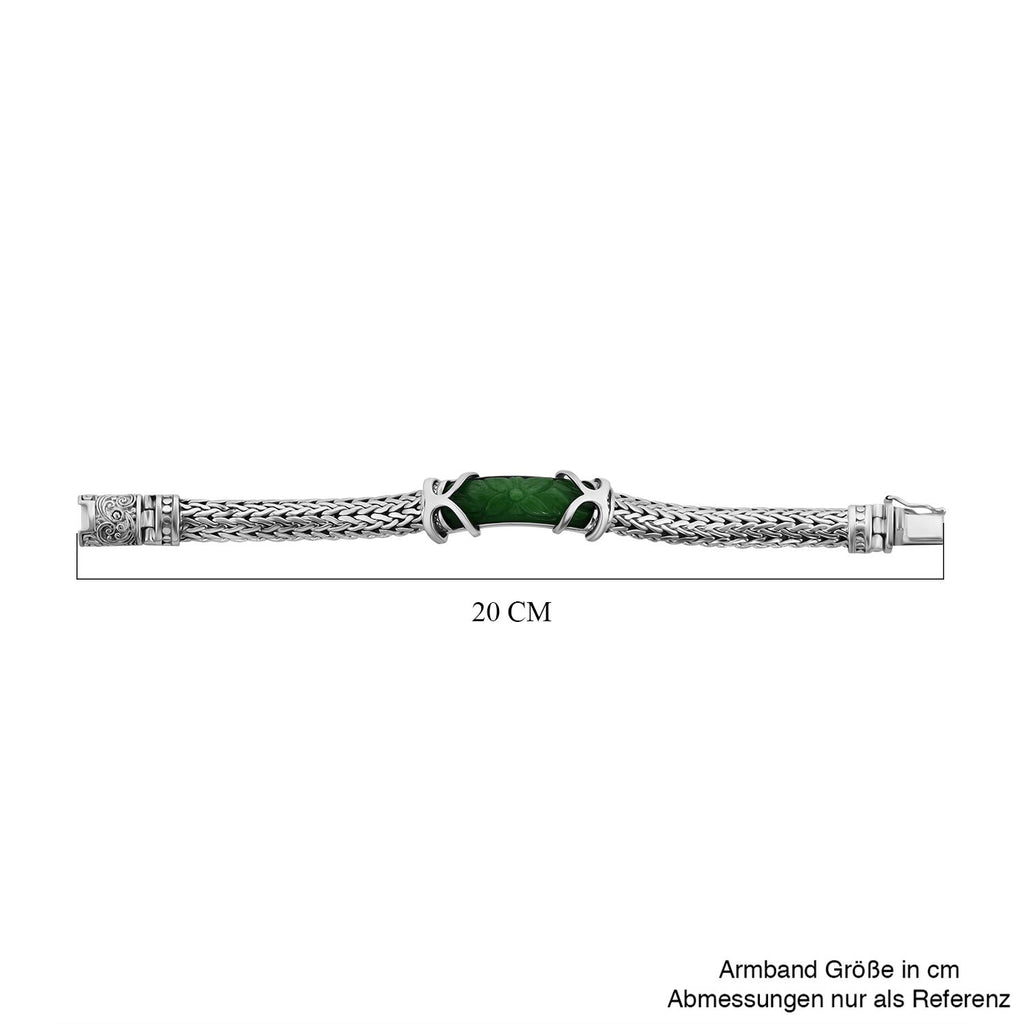 Royal Bali Kollektion - Grüne Jade Armband, ca. 19 cm 925 Silber ca. 23.70 ct