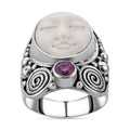 Sajen Silber - Oxbone, Ilakaka Rosa Saphir (Fissure gefüllt) Ring, 925 Silber (Größe 17.00) ca. 6.75 ct